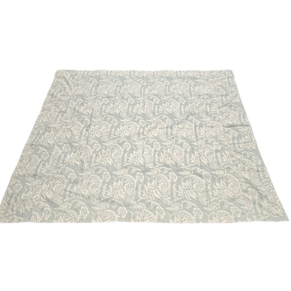 Pottery Barn Alessandra Paisley Linen Blend Shower Curtain Green/Gray GUC - Picture 1 of 9